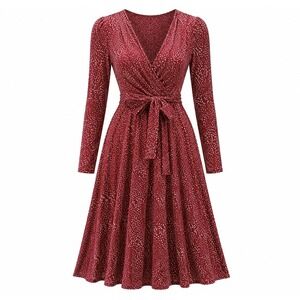 Max Mara Printed Faux Wrap Dress 38 US S Long Sleeve Midi Luxury Office Chic